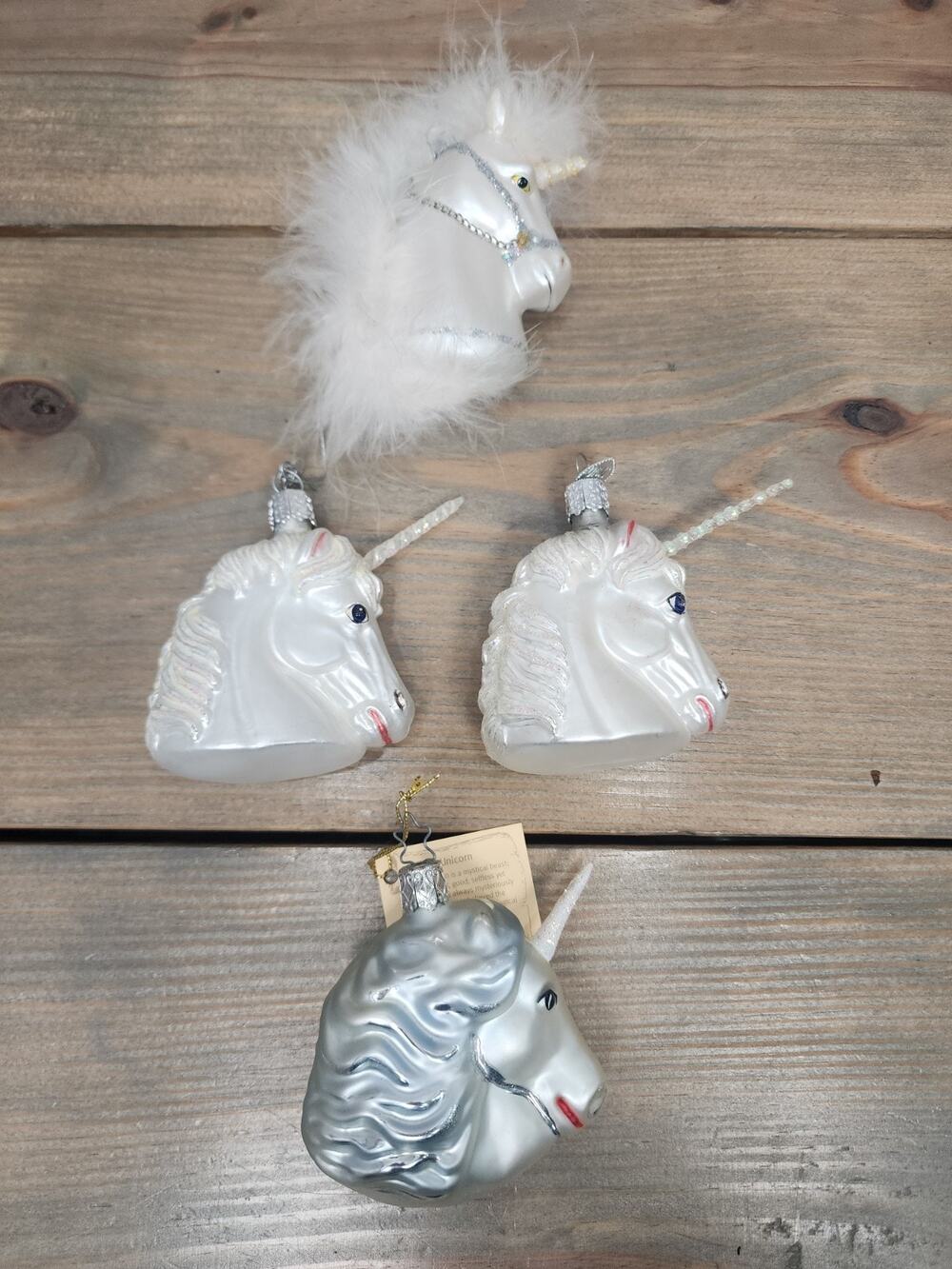 Vintage Inge-Glas Unicorn Christmas Ornament Lot Of 4